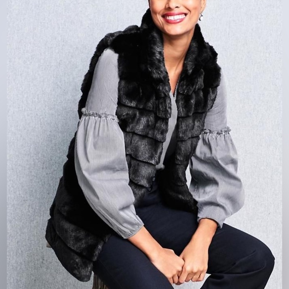 Talbots Faux Fur Vest, EUC